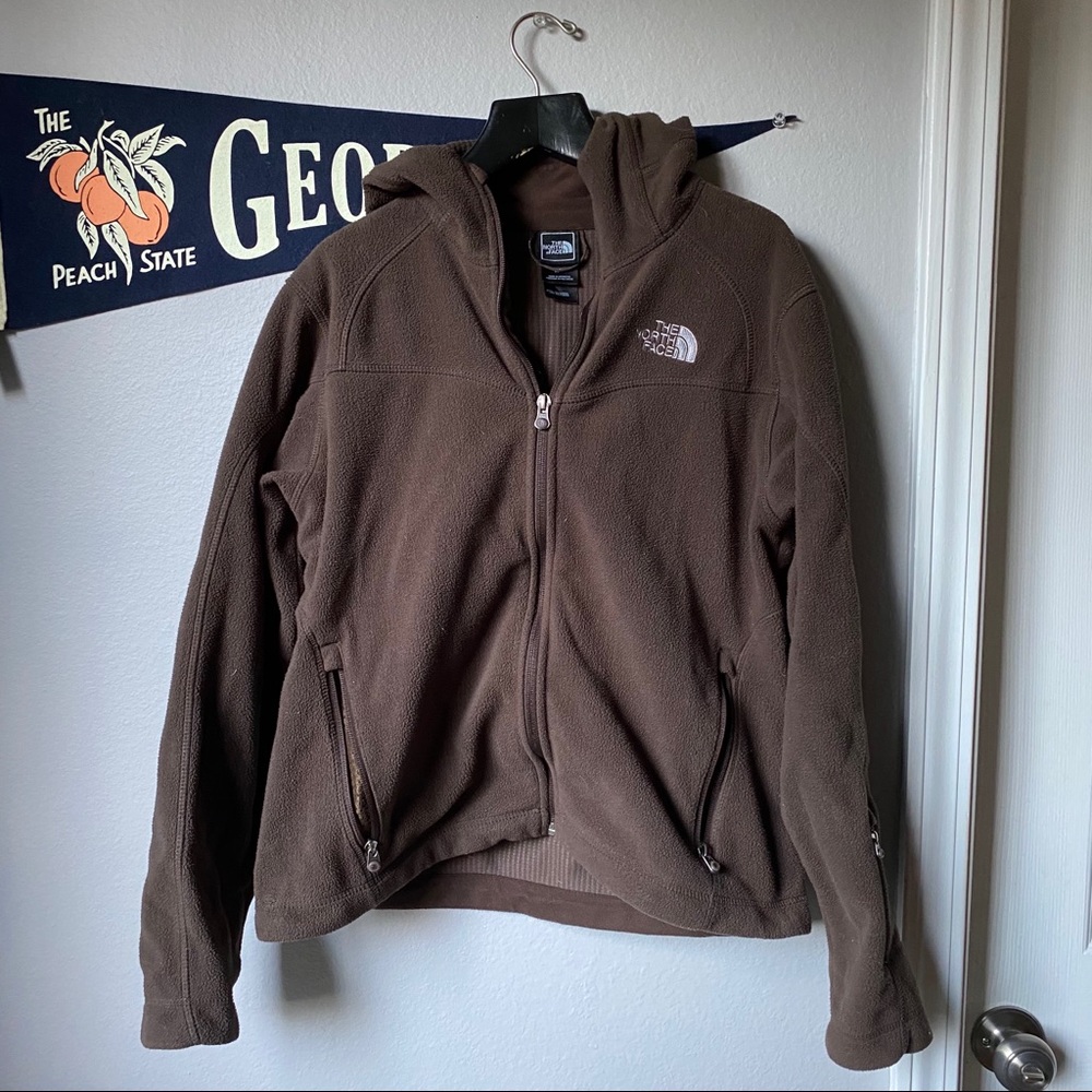 EUC brown north face zip up hoodie